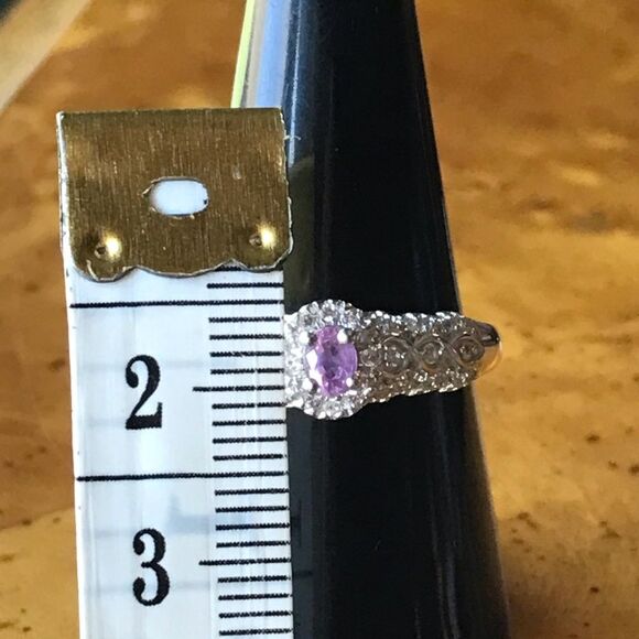Natural Purple Sapphire Sterling Silver Ring Size 9 - Picture 6 of 8